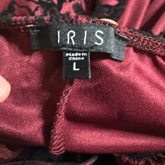 Iris Burgundy Wine Formal Dress with black floral and lace back design size L - Picture 6 of 7